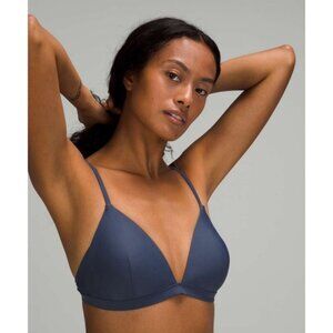 NWT Lululemon Waterside Swim Top D Cup 2 Blue Hail Triangle Bikini UV